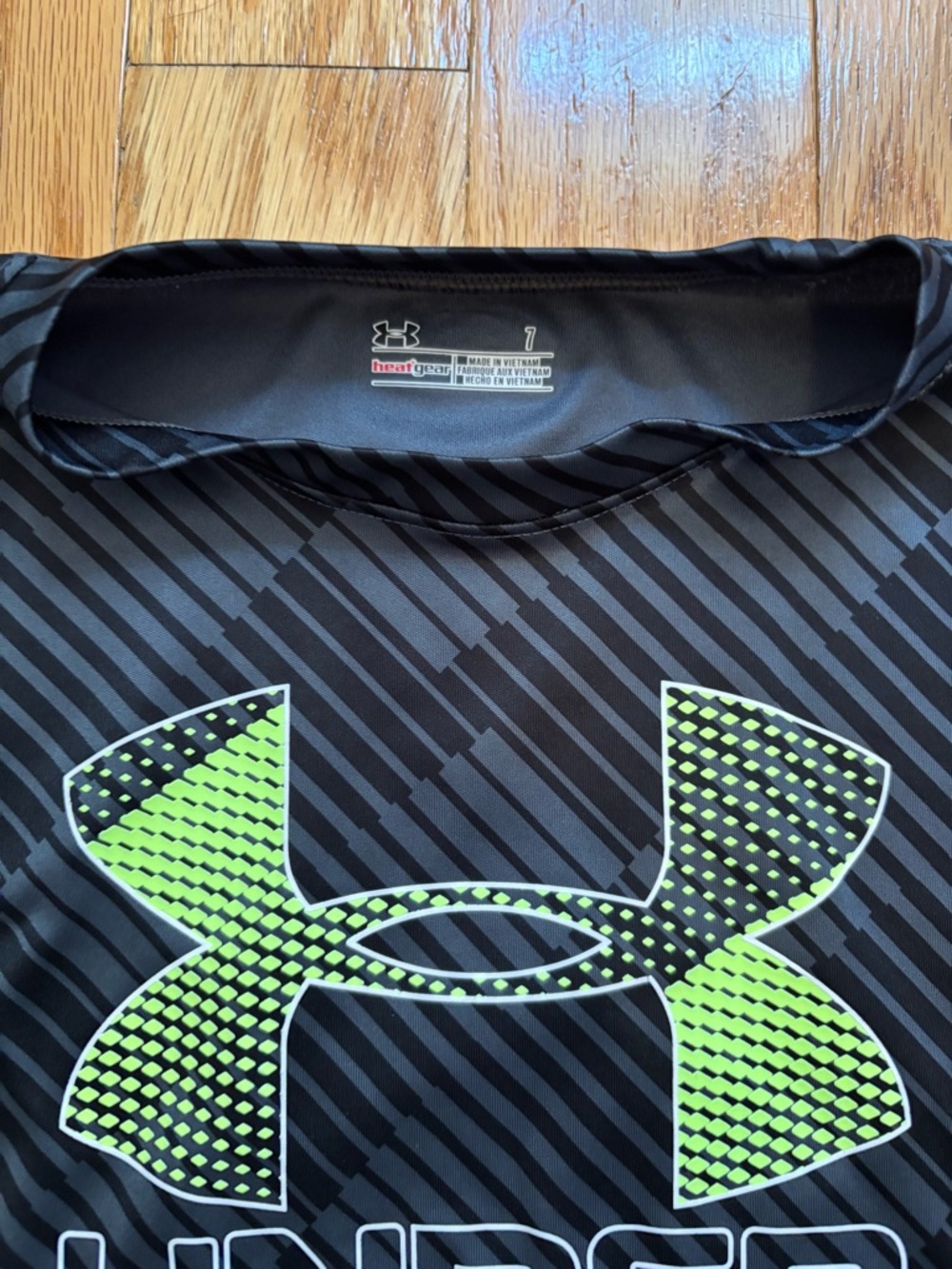Under Armour Black T-Shirt with Neon Green Logo - Picture 2 of 3
